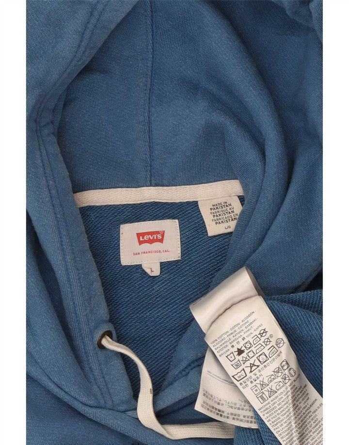 Levi's Mens Graphic Hoodie Jumper Large Blue Cotton
