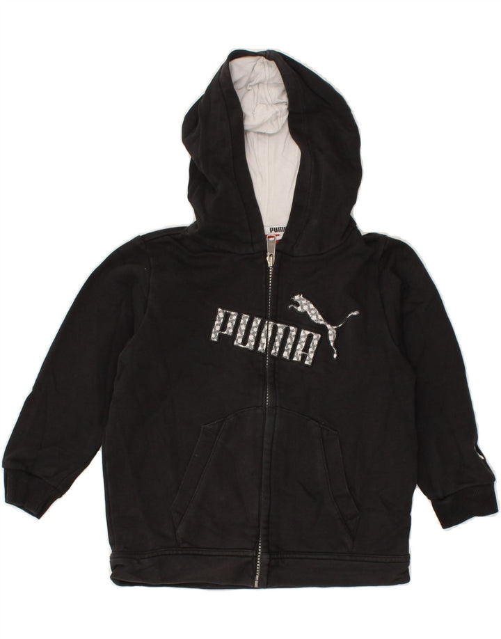 PUMA Boys Graphic Zip Hoodie Sweater 3-4 Years Black Cotton | Vintage Puma | Thrift | Second-Hand Puma | Used Clothing | Messina Hembry 