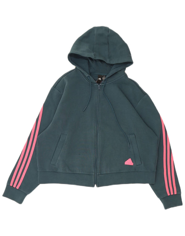 Damska bluza z kapturem Adidas Relaxed Fit Zip UK 10 Small Green Sports
