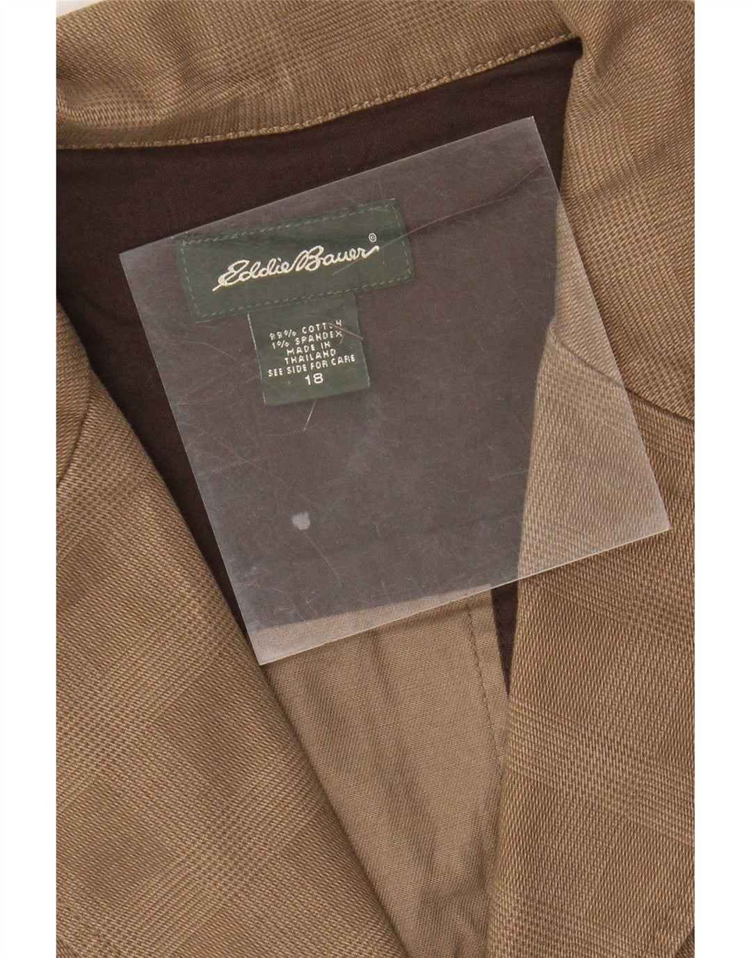 Eddie Bauer Giacca blazer a 3 bottoni da donna US 18 XXL Cotone a quadri beige