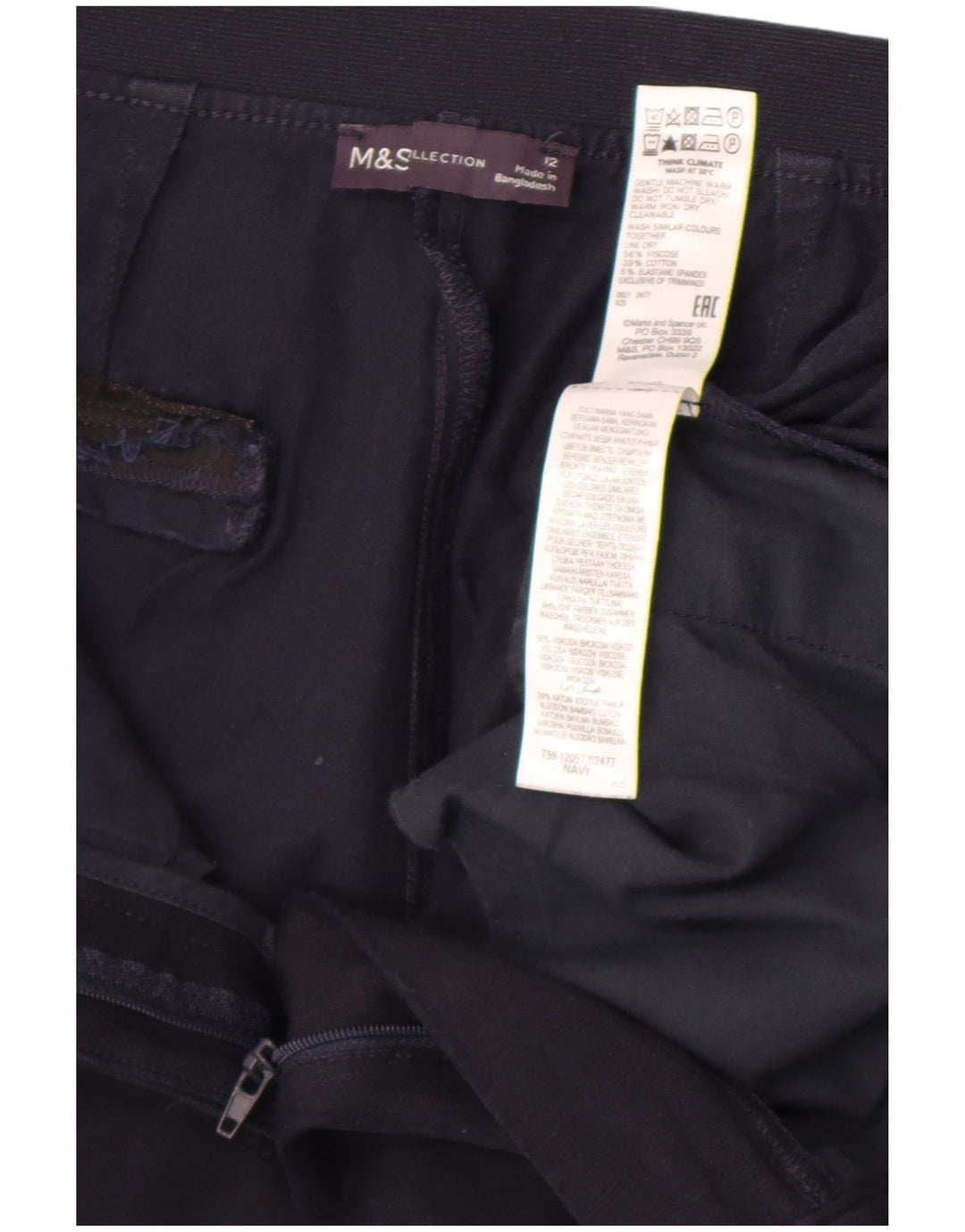 Marks & Spencer Womens Suit Trousers UK 12 Medium W30 L26 Navy Blue