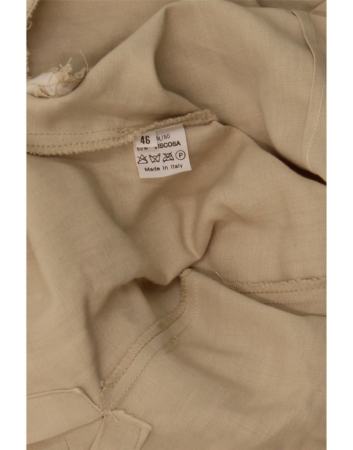 VINTAGE Womens Short Sleeve 3 Button Blazer Jacket IT 46 Large Beige