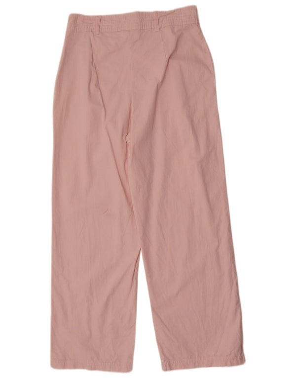 Fila Pantalones casuales de cintura alta y pierna ancha para mujer, talla pequeña W30 L28, algodón rosa