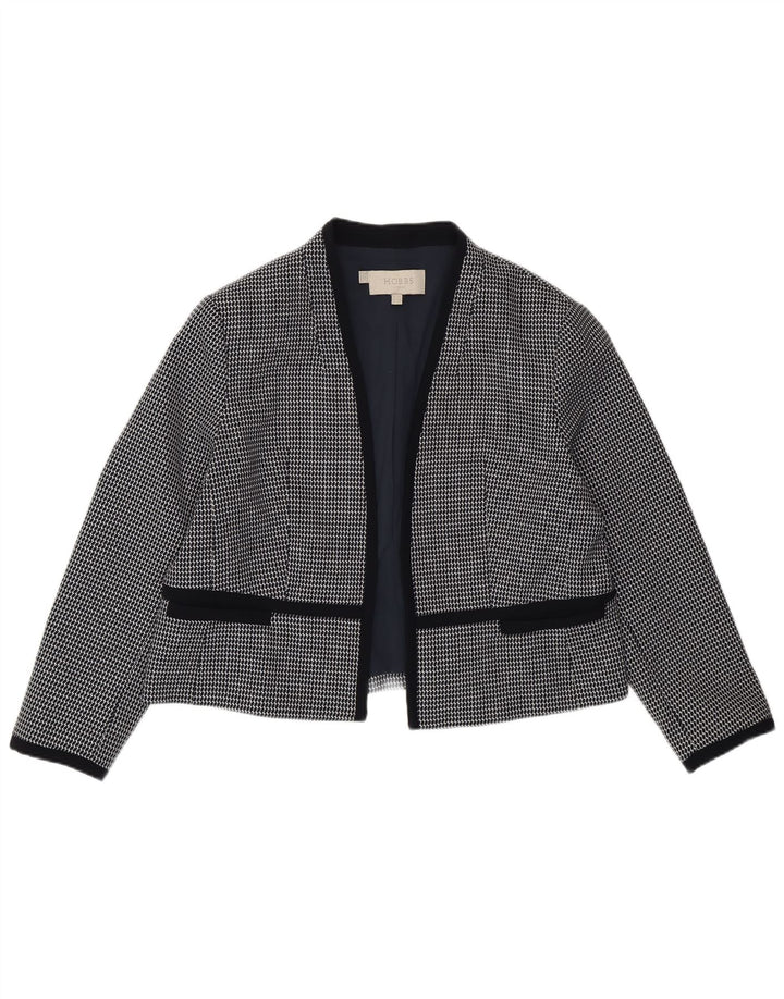 Hobbs Damen Crop Open Blazer Jacke UK 18 XL Marineblaues geometrisches Polyester