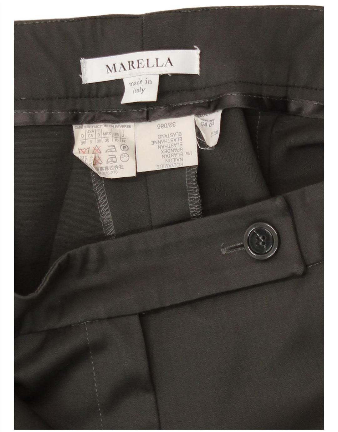 Marella Womens 2 Button 2 Piece Suit UK 10 Small W27 L30 Brown Wool