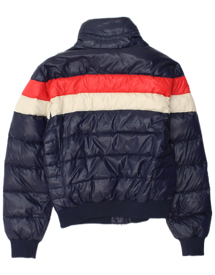 Crust Mens Bomber Padded Jacket UK 38 Medium Navy Blue Colourblock
