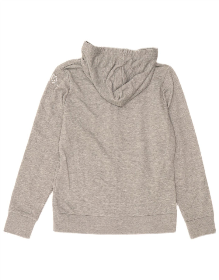 Kappa Womens Graphic Zip Hoodie Sweater UK 12 Medium Grey Flecked Polyester