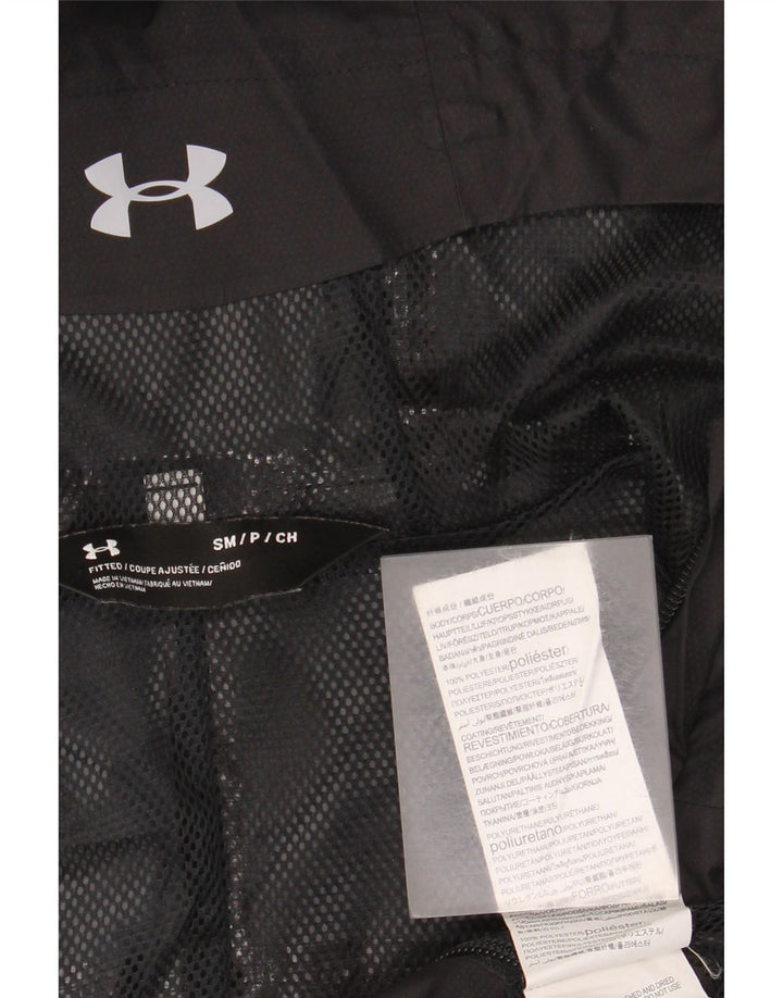 Under Armour Mens Hooded Rain Jacket UK 36 Small Black Polyester
