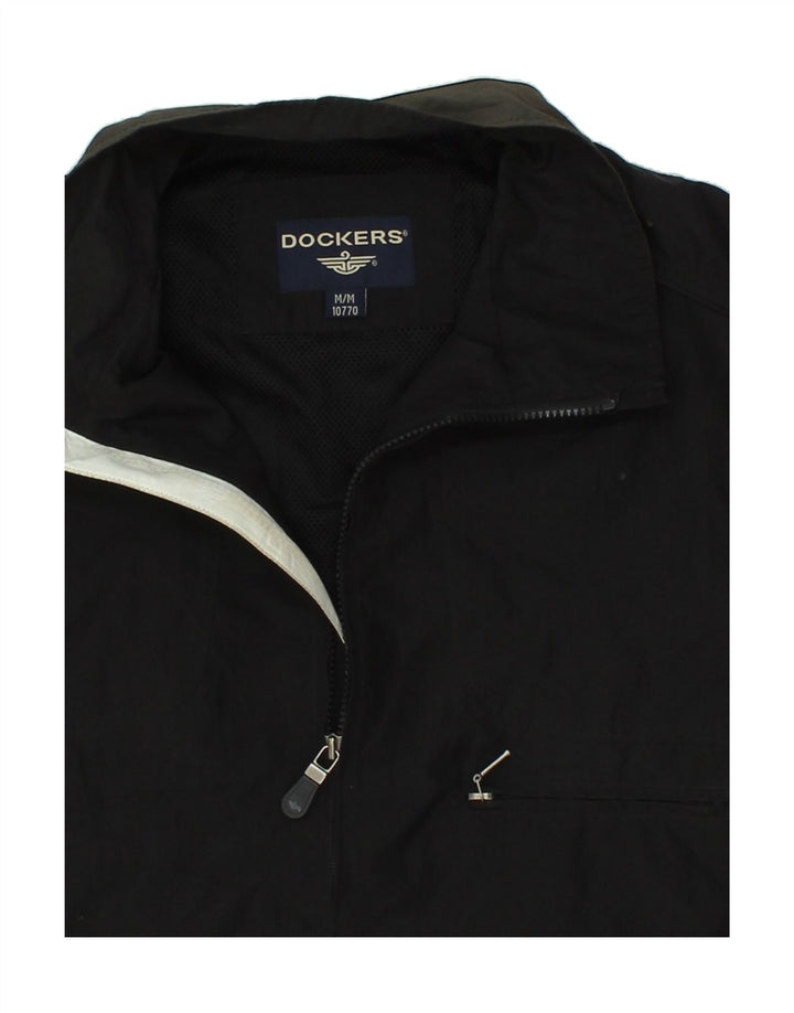 DOCKERS Mens Bomber Jacket UK 38 Medium Black Polyester Vintage Dockers and Second-Hand Dockers from Messina Hembry 