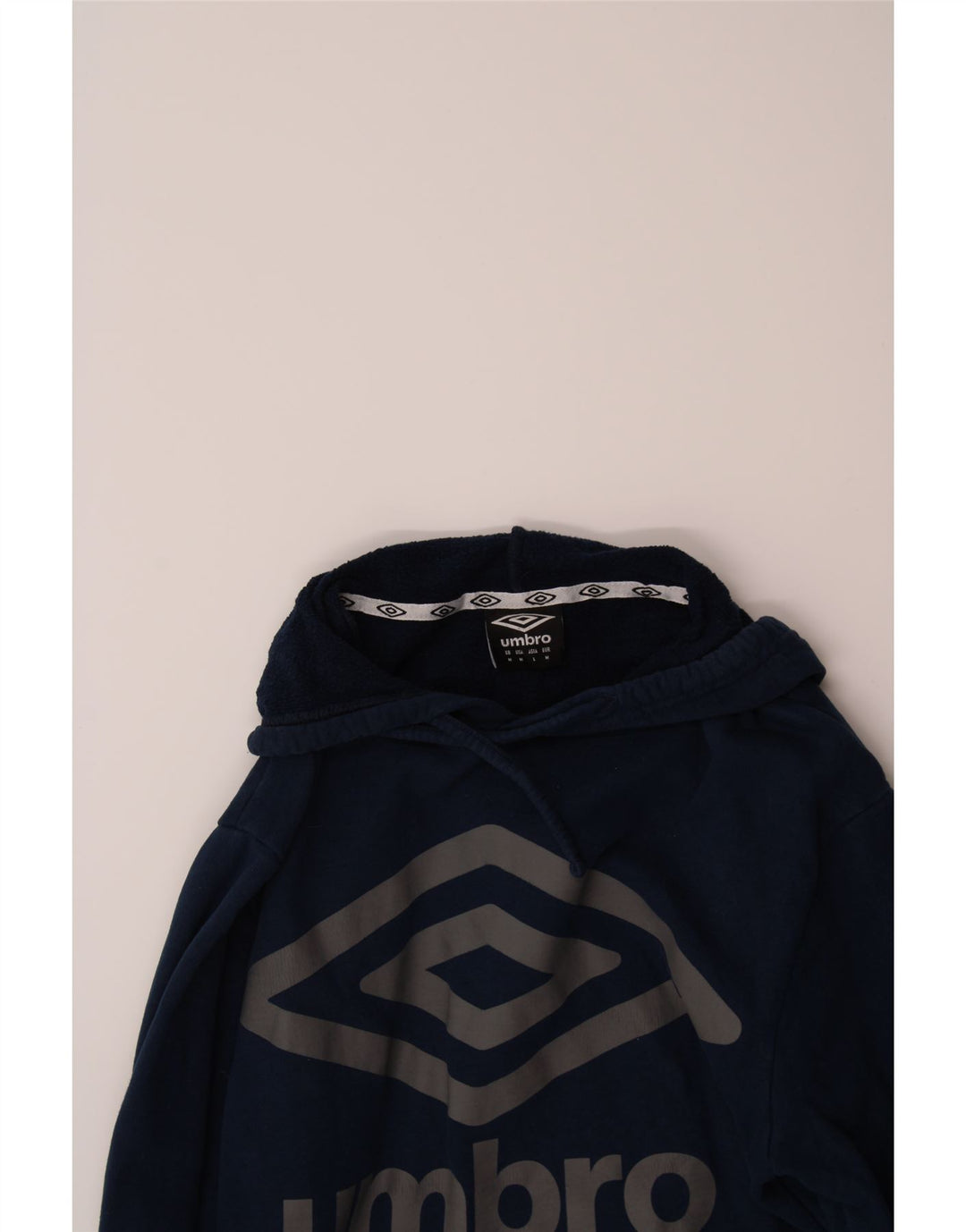 UMBRO Mens Graphic Hoodie Jumper Medium Navy Blue Cotton Vintage Umbro and Second-Hand Umbro from Messina Hembry 