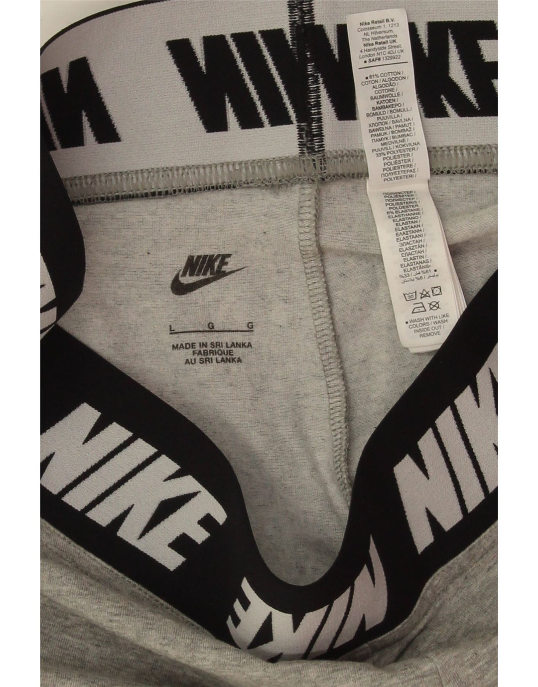 Nike Womens Graphic Leggings UK 14 Large Grey Cotton