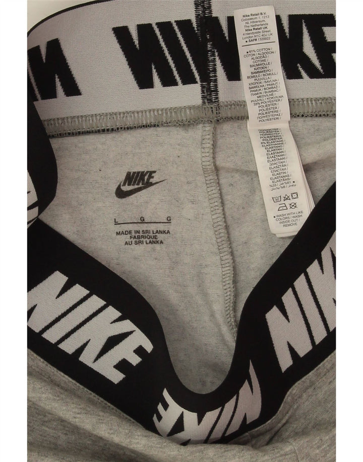 Nike Womens Graphic Leggings UK 14 Large Grey Cotton