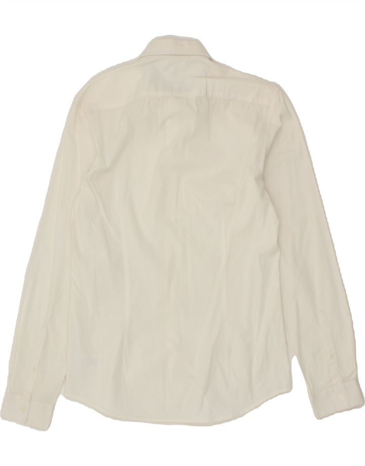 JULES Mens Stretch Slim Fit Shirt Small Off White Cotton Vintage Jules and Second-Hand Jules from Messina Hembry 