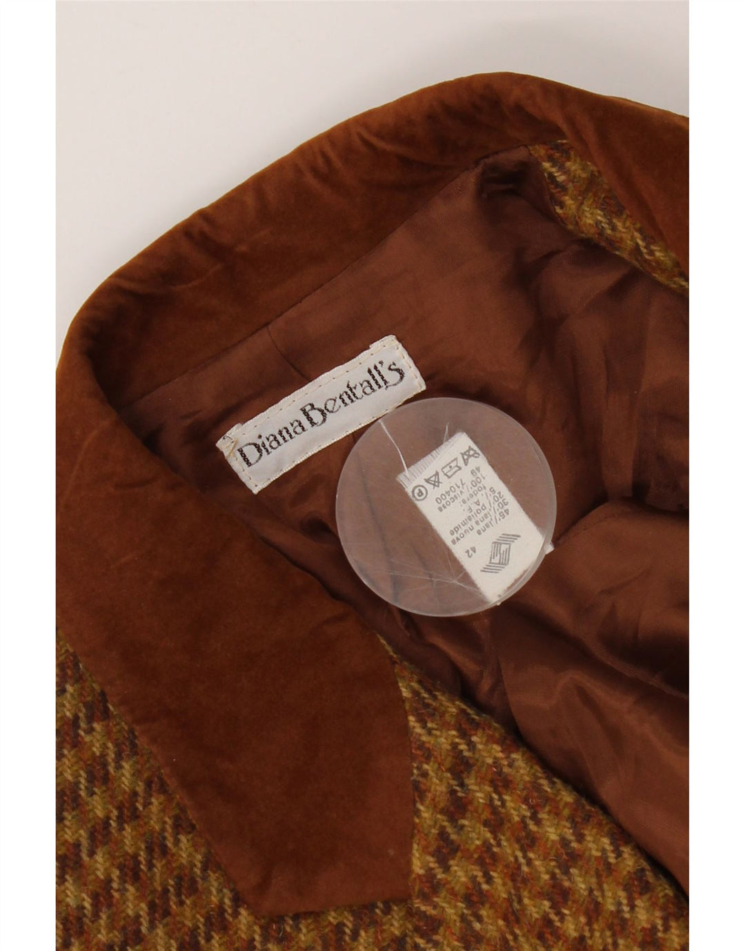 Diana Bentall's Womens Blazer Jacket IT 42 Medium Brown Houndstooth