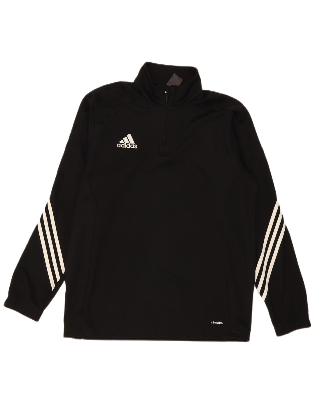 Adidas Mens Climalite Zip Neck Pullover Tracksuit Top Large Black Polyester
