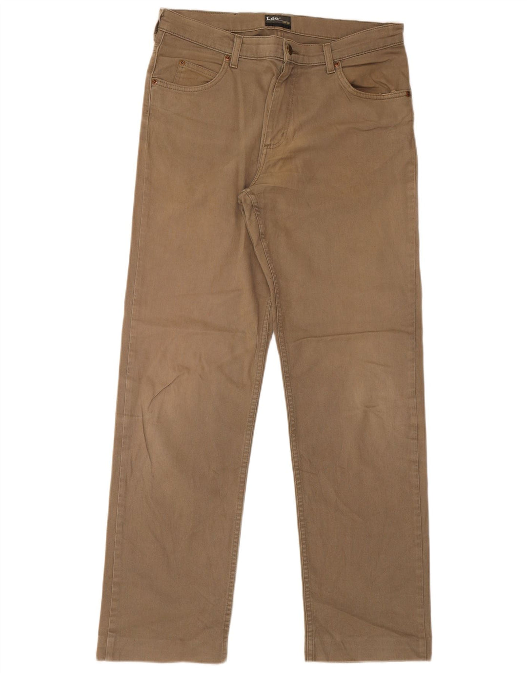 Lee Herren Brooklyn Straight Jeans W34 L33 Beige Baumwolle
