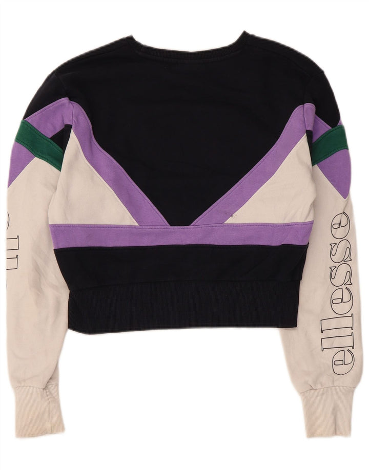 Ellesse Womens Crop Sweatshirt Jumper UK 8 Small Multicolor Colourblock