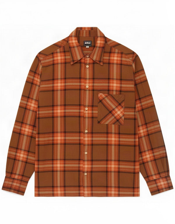 Rifle Camicia in flanella da uomo XL Cotone scozzese marrone