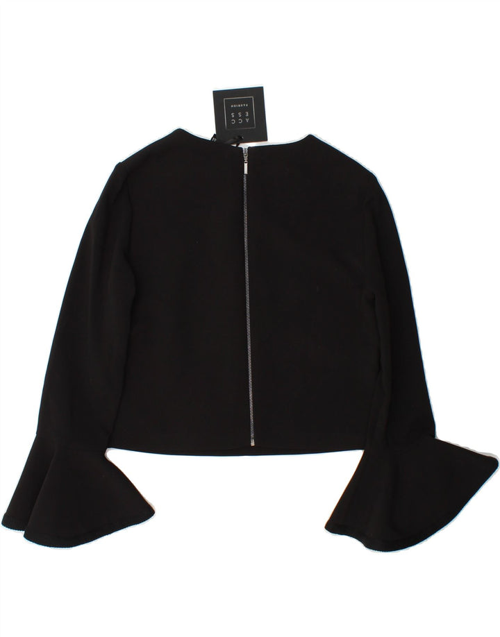 VINTAGE Womens Crop 3/4 Sleeve Blouse Top EU 44 XL Black Polyester Vintage Vintage and Second-Hand Vintage from Messina Hembry 