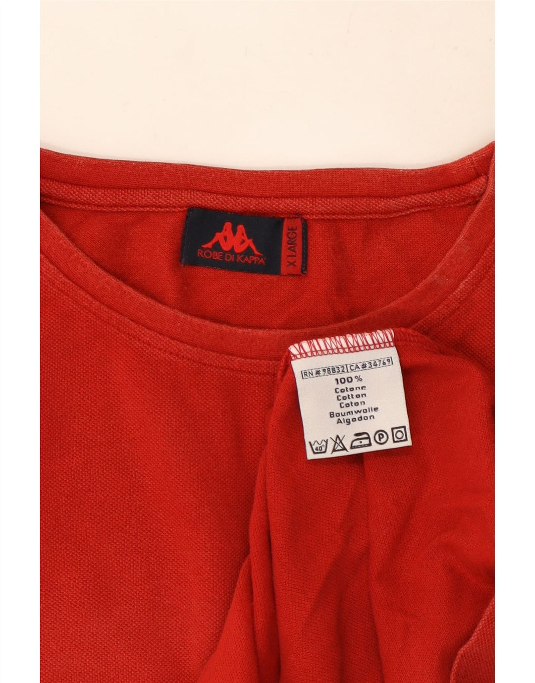 Kappa Herre T-Shirt Top XL Rød Bomuld