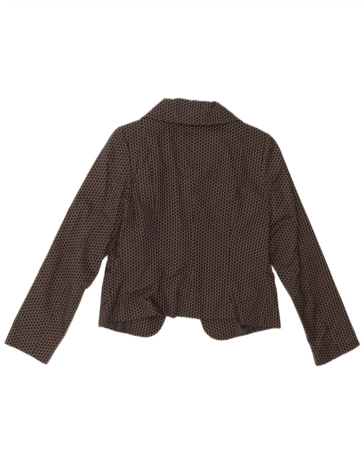 FRANSA Womens Crop 1 Button Blazer Jacket EU 40 Medium Black Spotted