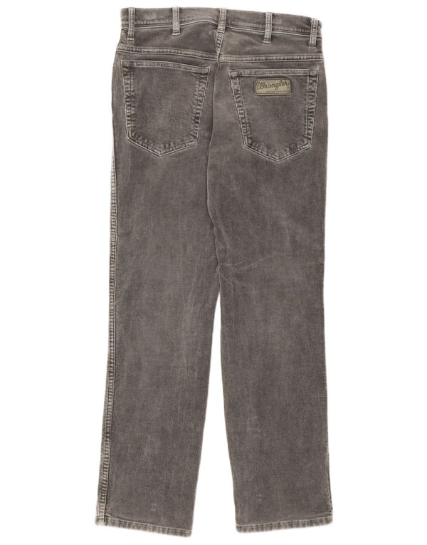 Wrangler Mens Texas Stretch Straight Corduroy Trousers W32 L30 Grey Cotton