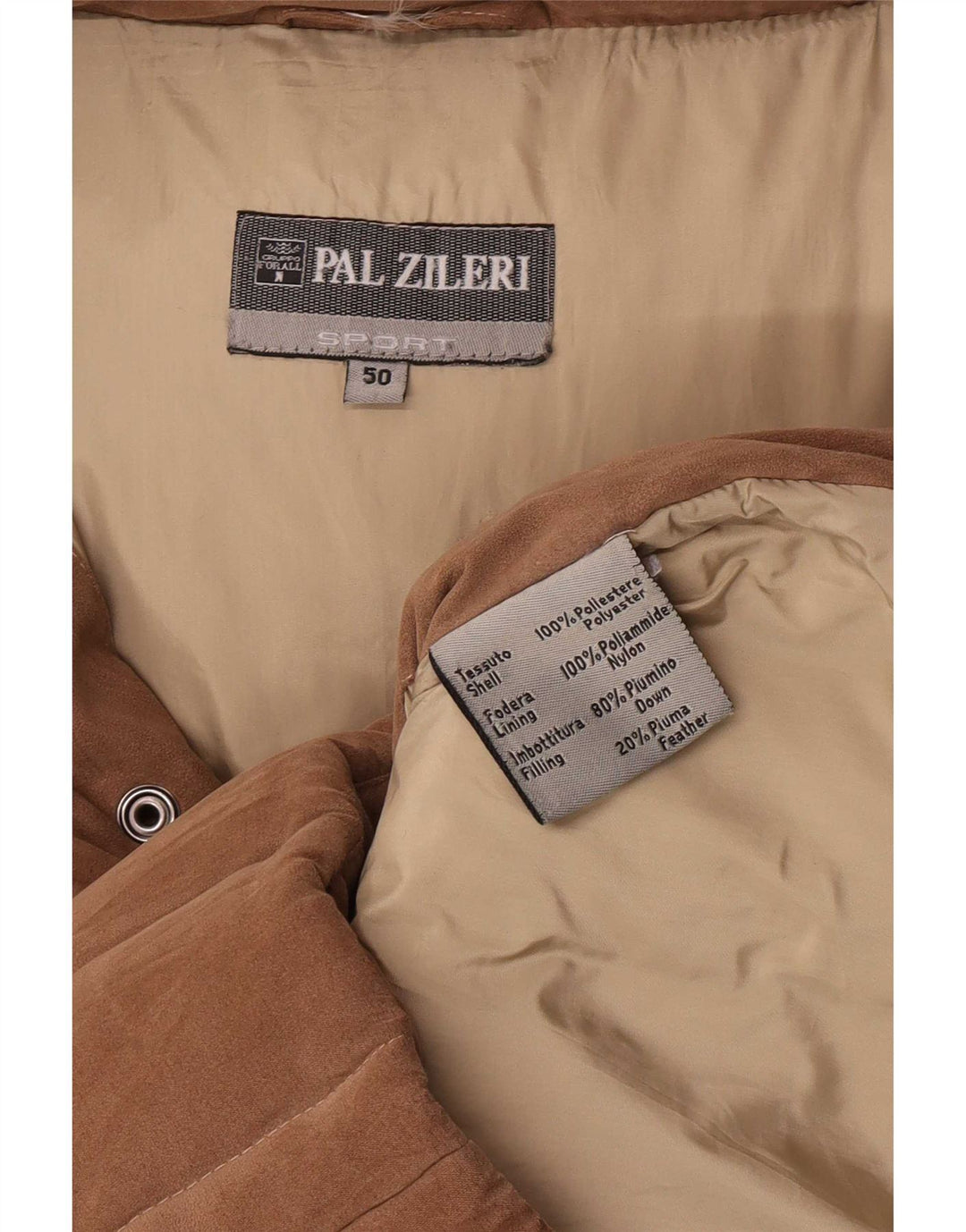 Jaqueta acolchoada masculina com capuz Pal Zileri IT 50 poliéster marrom grande