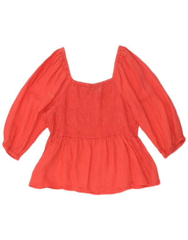 Marks & Spencer Blusa de manga 3/4 para mujer UK 46 L Lino rojo