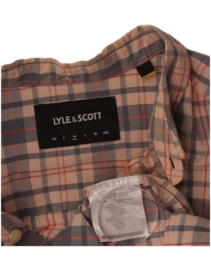 Camicia a maniche corte da uomo Lyle & Scott in cotone a quadri beige medio