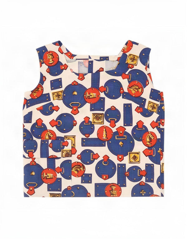 Bluză fără mâneci pentru femei vintage UK 12 Medium Multicolor Geometric