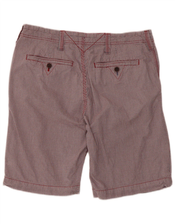 WHITE STUFF Pantaloncini chino da uomo W34 Large in cotone a quadretti rossi