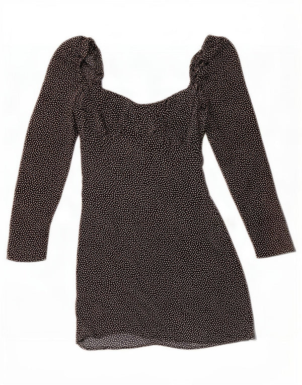 Zara Womens Mini Off Shoulder Dress UK 6 XS Black Spotted