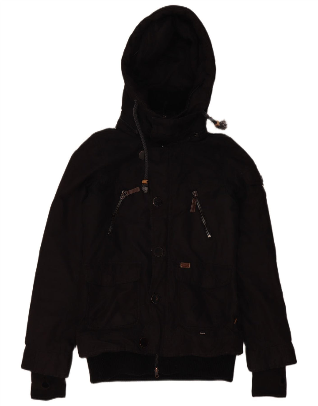 KHUJO Herren-Utility-Jacke mit Kapuze, UK 38, Mittelschwarz, Polyester