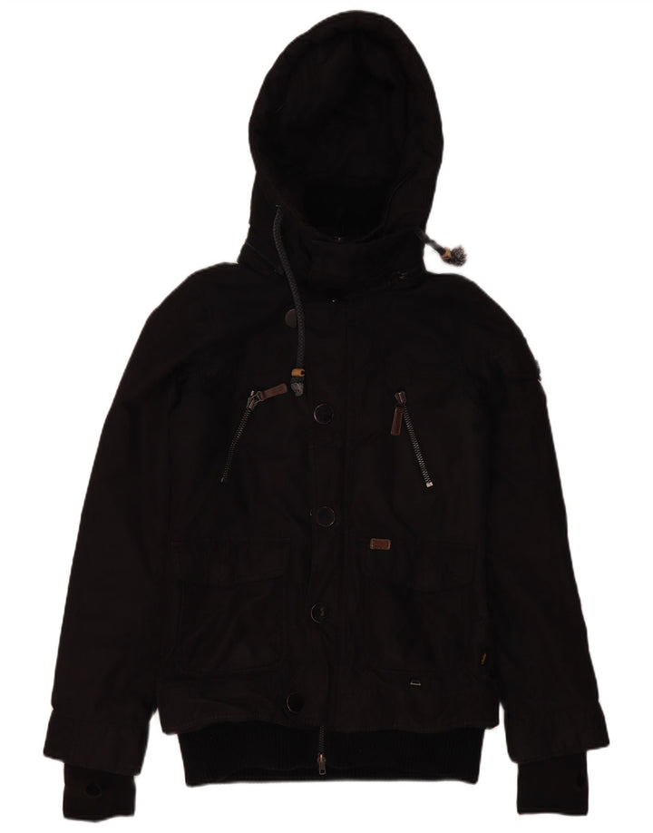 KHUJO Herren-Utility-Jacke mit Kapuze, UK 38, Mittelschwarz, Polyester