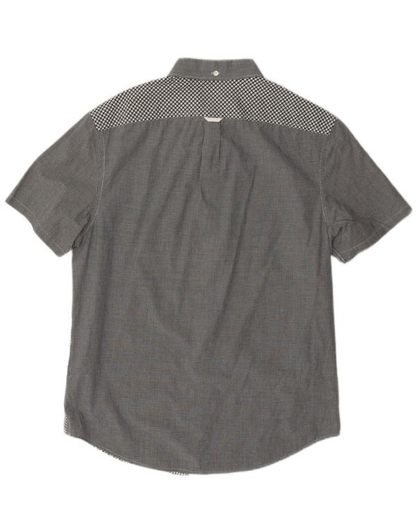 Penguin Mens Heritage Short Sleeve Shirt Medium Grey Gingham Cotton