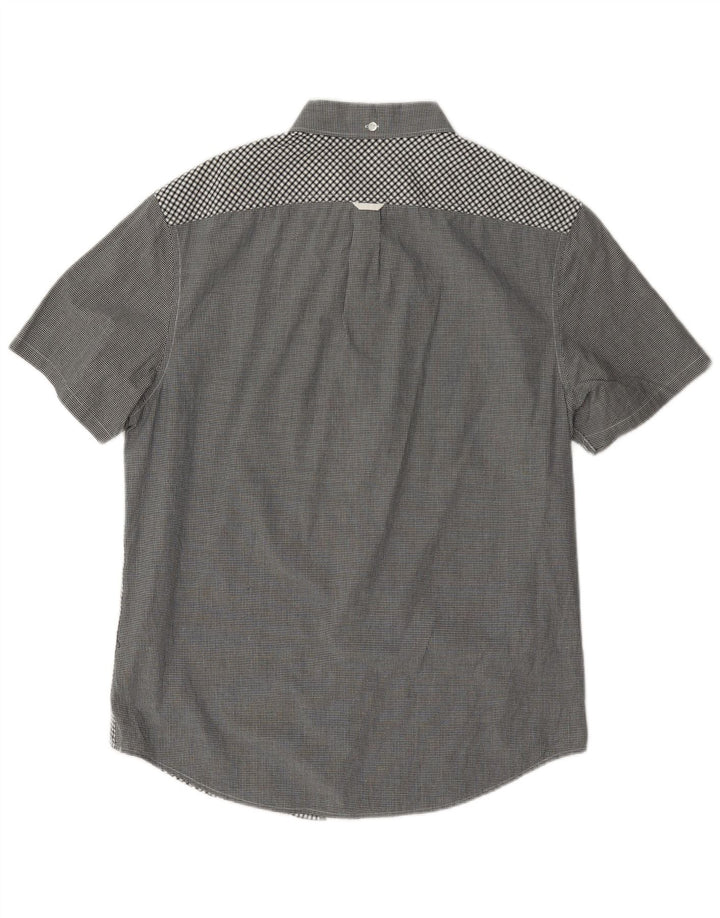 Penguin Mens Heritage Short Sleeve Shirt Medium Grey Gingham Cotton