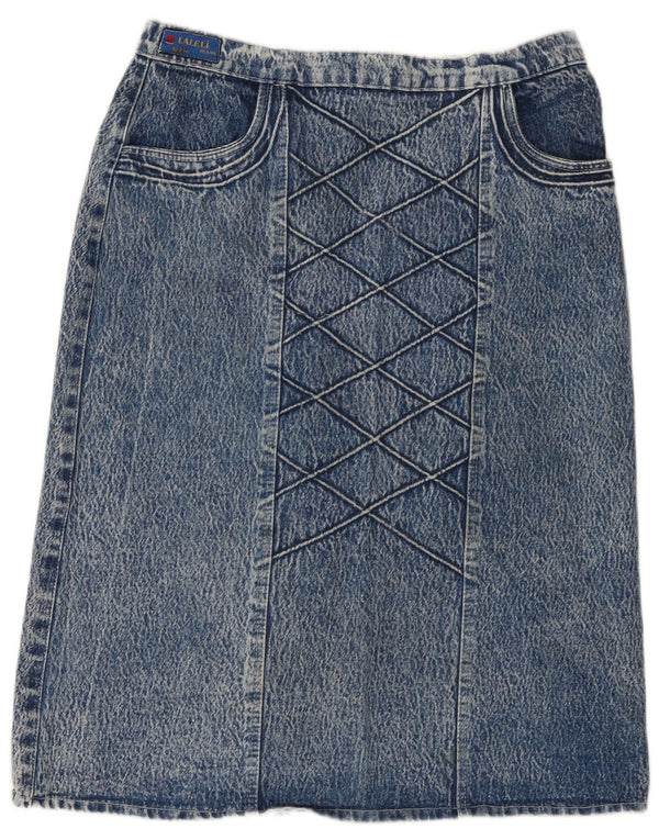 Vintage Womens Midi Denim Skirt IT 46 Large W34 Blue Cotton