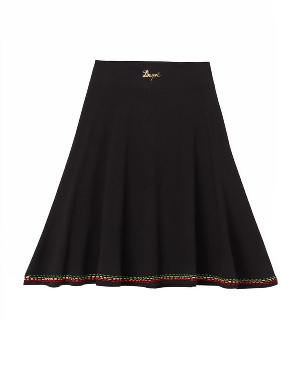 Desigual Womens Graphic A-Line Skirt Small W27 Black Floral Bohemian