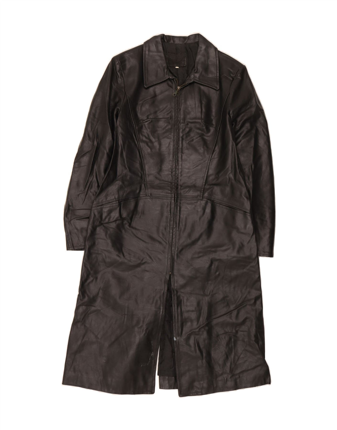 VINTAGE Womens Leather Coat IT 48 XL Black Leather Vintage Vintage and Second-Hand Vintage from Messina Hembry 
