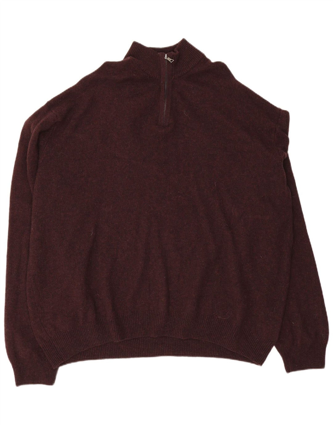 MARKS & SPENCER Mens Zip Neck Jumper Sweater 4XL Burgundy Wool