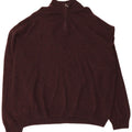 MARKS & SPENCER Mens Zip Neck Jumper Sweater 4XL Burgundy Wool