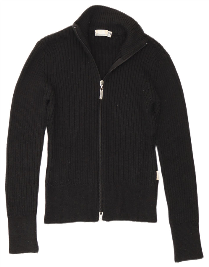 Sergio Tacchini Womens Full Zip Cardigan Sweater UK 10 Small Black