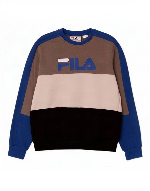 Fila Mens Graphic Sweatshirt Jumper Small Multicoloured Colourblock Cotton