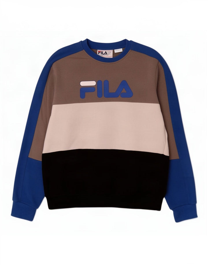 Fila Mens Graphic Sweatshirt Jumper Small Multicoloured Colourblock Cotton