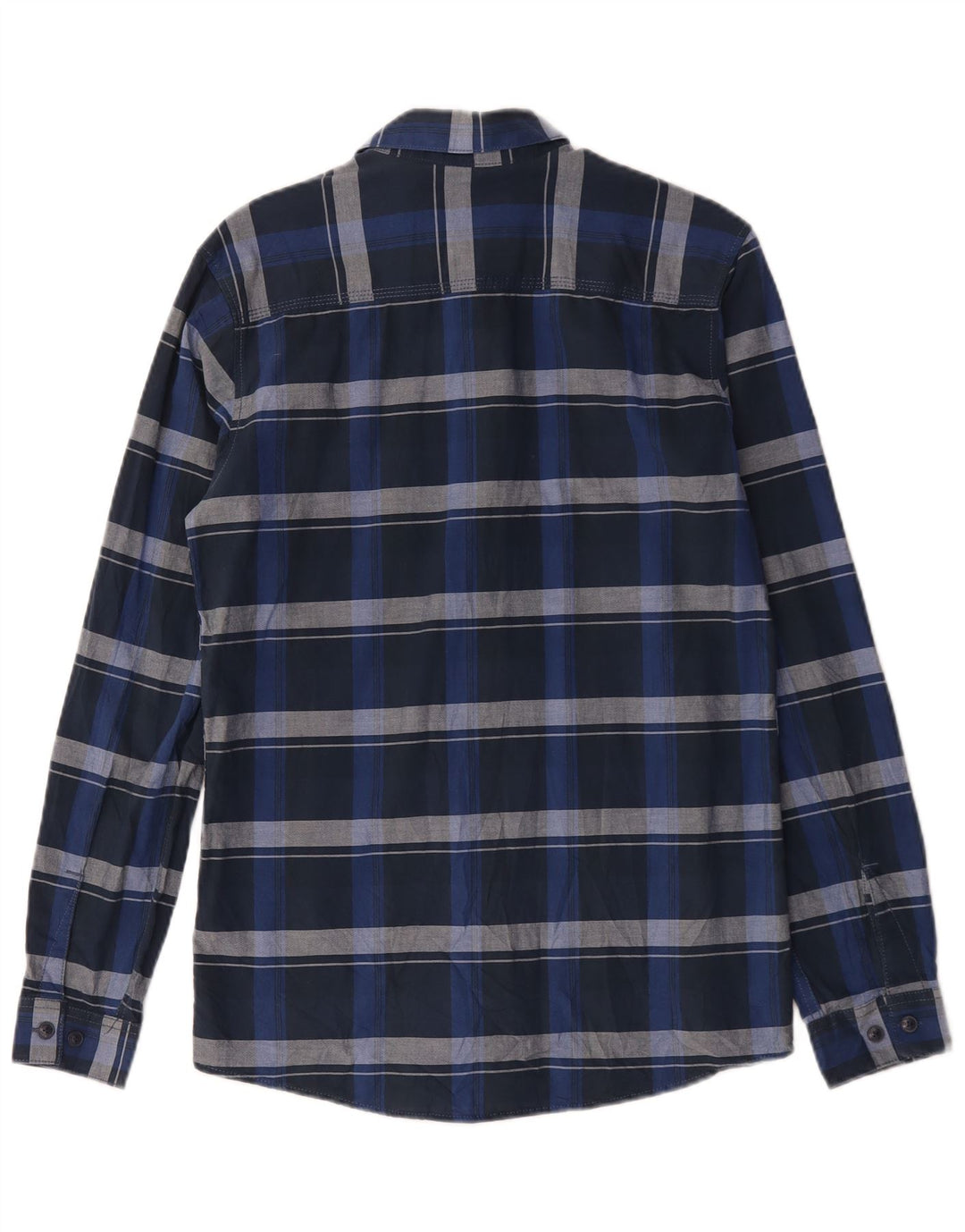 Jack & Jones Mens Shirt Small Navy Blue Check Cotton