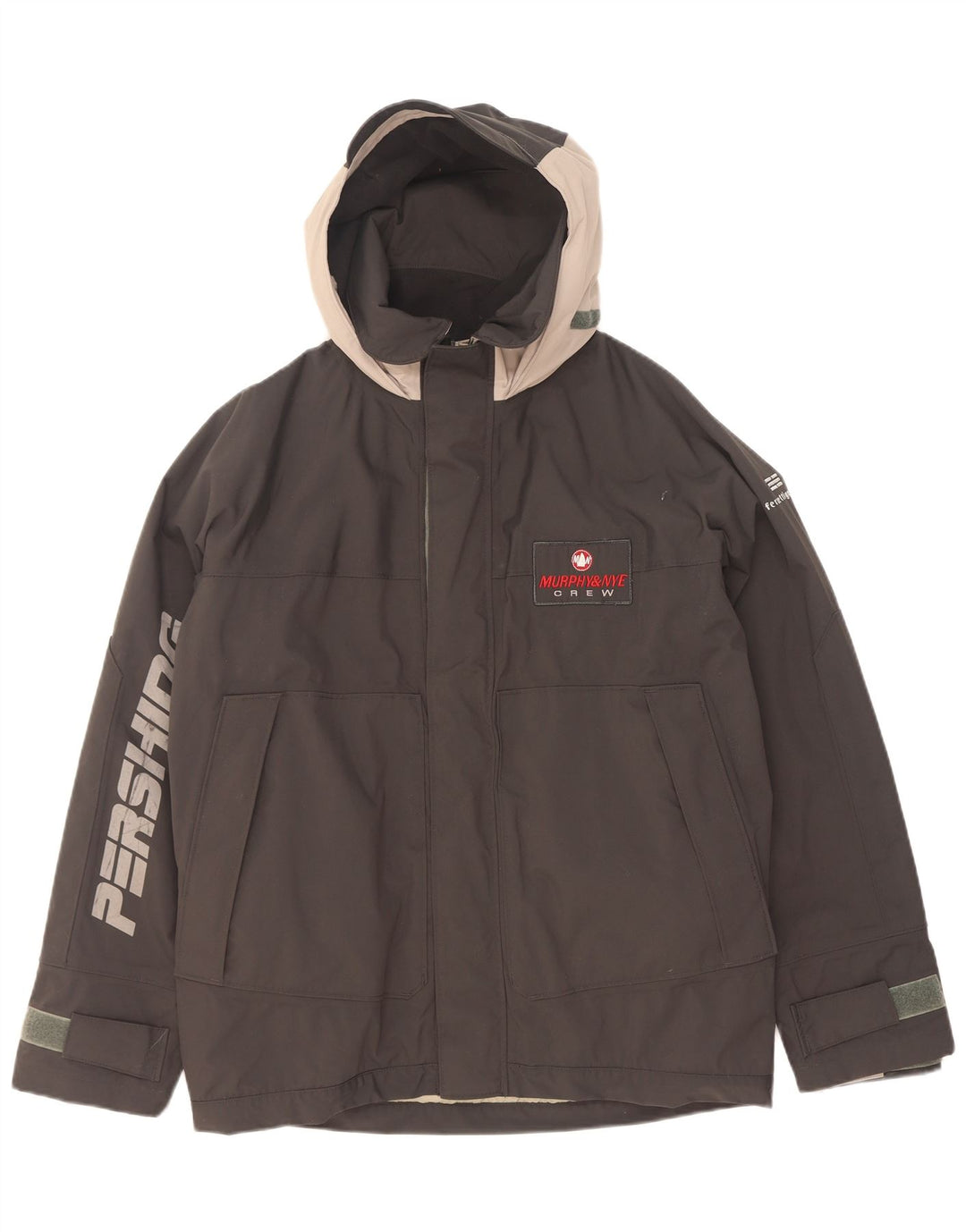 Murphy & Nye Herre Loose Fit Graphic Windbreaker Jacket UK 36 Small Black