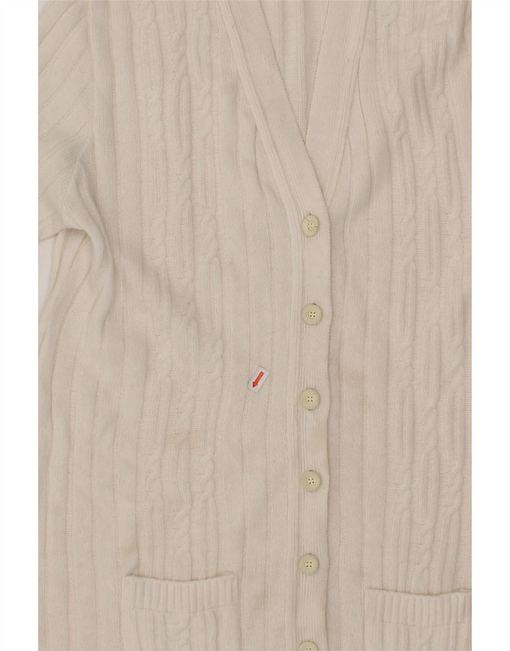 ST MICHAEL Womens Longline Cardigan Sweater UK 14 Medium White Acrylic Vintage St Michael and Second-Hand St Michael from Messina Hembry 