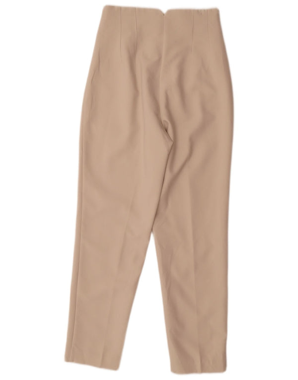 Zara Pantalon décontracté taille haute fuselé pour femme XS W24 L26 Beige
