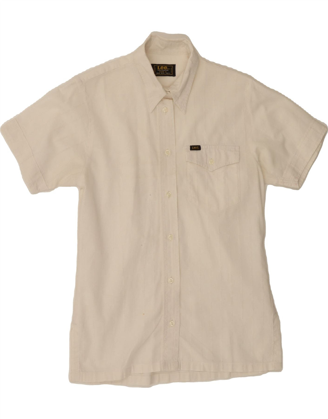 LEE Womens Short Sleeve Shirt UK 10 Small Off White Striped Vintage Lee and Second-Hand Lee from Messina Hembry 