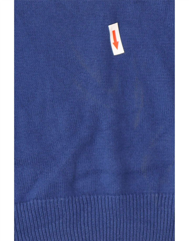 Marks & Spencer Mens Regular Fit V-Neck Jumper Sweater Large Blue Cotton